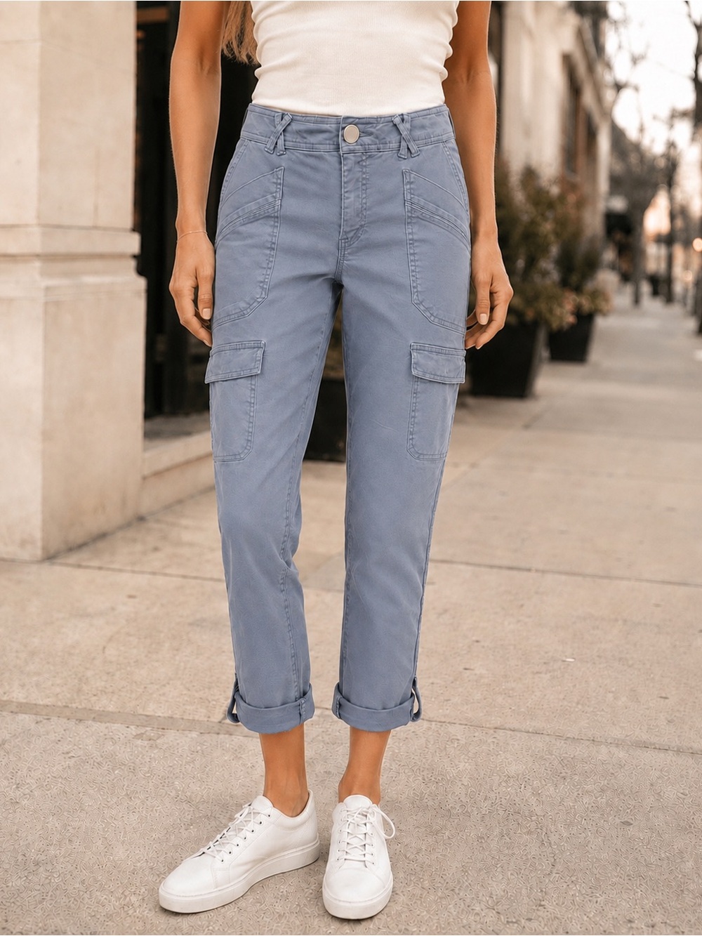 Democracy Ab Solution Blue Gray Cargo Utility Crop Pants